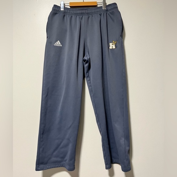 Adidas Men’s ClimaWarm Gray Track Pants Size L with Embroidered “H” & Eagle Logo - Picture 1 of 9